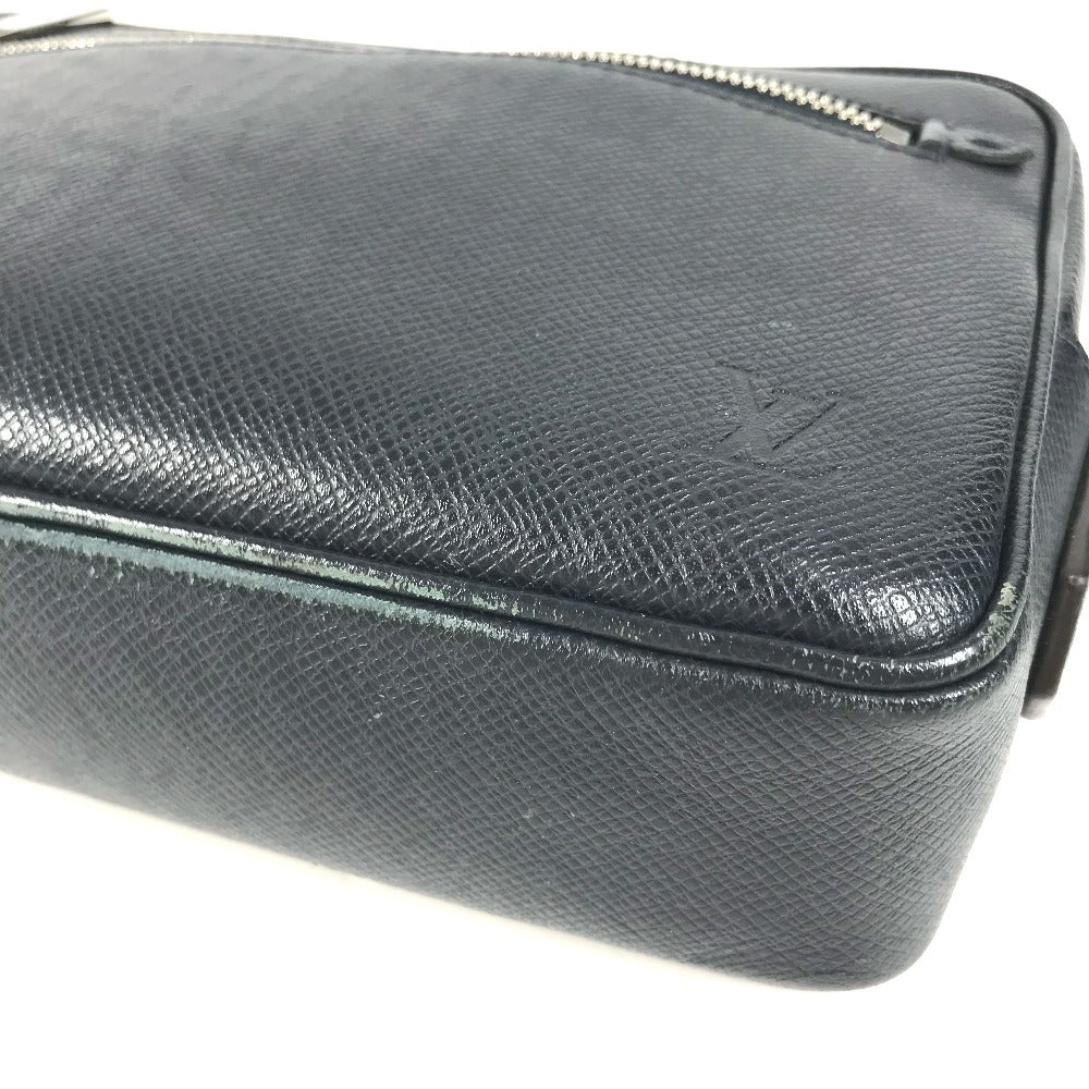 LOUIS VUITTON M33423 Taiga Pochette Kasai Pouch Clutch Bag with Strap Second Bag Taiga Leather Unisex Blue Marine Navy