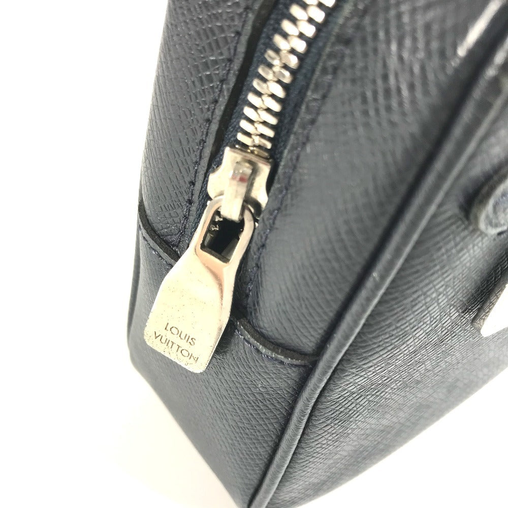 LOUIS VUITTON M33423 Taiga Pochette Kasai Pouch Clutch Bag with Strap Second Bag Taiga Leather Unisex Blue Marine Navy