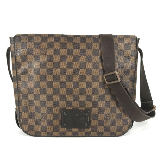 LOUIS VUITTON N51211 ダミエ ブルックリンMM カバン フラップ 斜め掛け ショルダーバッグ ダミエキャンバス ユニセックス エベヌ ブラウン - brandshop-reference