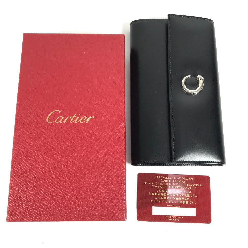 CARTIER Panthere Bifold Long Wallet Long Wallet Leather Unisex Black