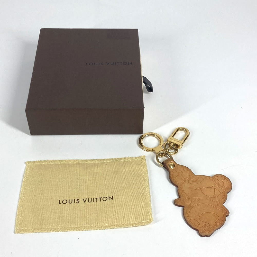 LOUIS VUITTON M62637 Takashi Murakami Collaboration 150th Anniversary Limited Portocle Panda Bag Charm Keychain Tanned Leather Unisex Beige