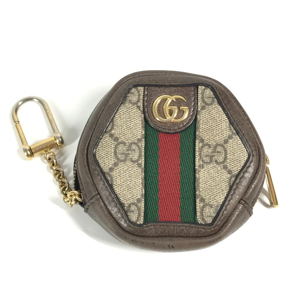GUCCI 645123 GG Sherry Line Ophidia Keychain Wallet Coin Purse Coin Case GG Supreme Canvas Unisex Beige