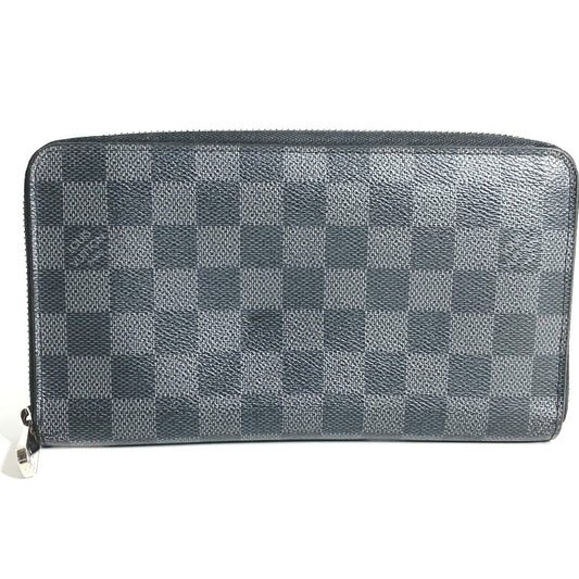 LOUIS VUITTON N60111 Damier Graphite Zippy Organizer Round Zipper Long Wallet Long Wallet Damier Graphite Canvas Unisex Black