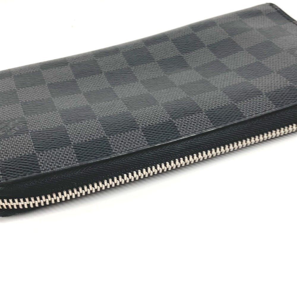 LOUIS VUITTON N60111 Damier Graphite Zippy Organizer Round Zipper Long Wallet Long Wallet Damier Graphite Canvas Unisex Black