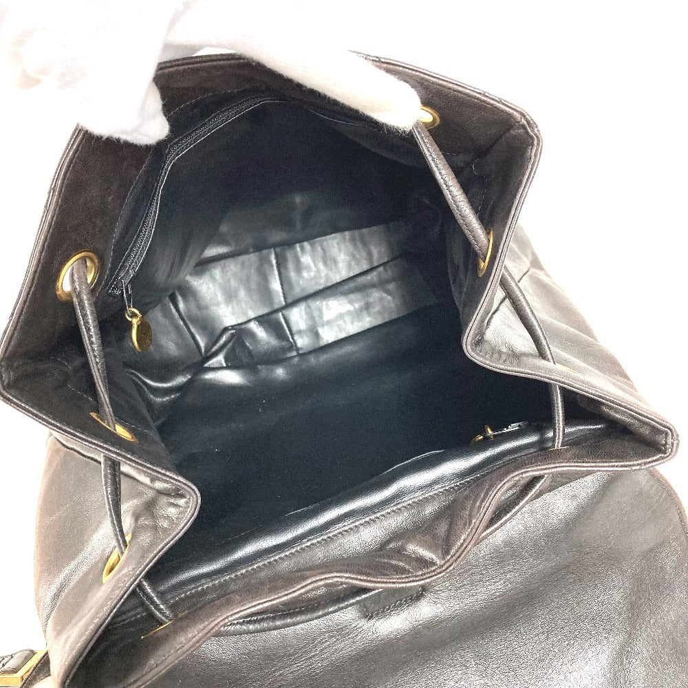 CHANEL マトラッセ キルティング ヴィンテージ CC ココマーク ロゴ カバン バックパック ココボール 巾着 チェーン リュックサック ラムスキン レディース ブラック