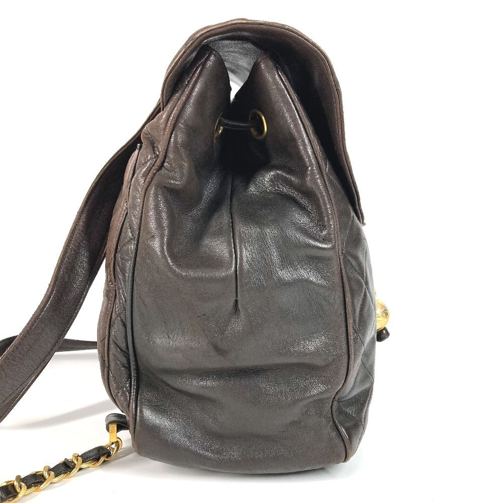 CHANEL マトラッセ キルティング ヴィンテージ CC ココマーク ロゴ カバン バックパック ココボール 巾着 チェーン リュックサック ラムスキン レディース ブラック