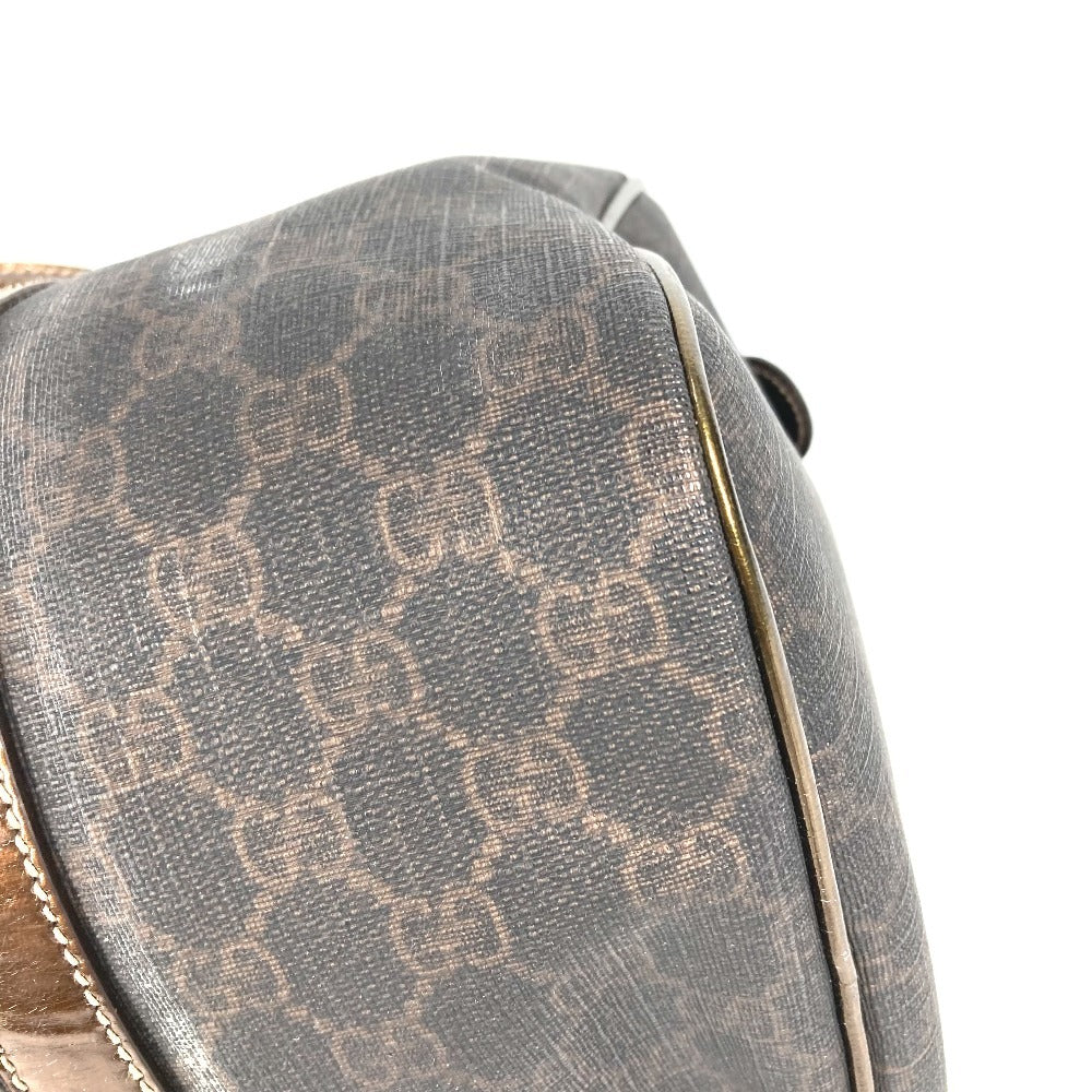 GUCCI 193603 GG Plus Logo Bag Mini Boston Bag Handbag PVC/Leather Unisex Brown