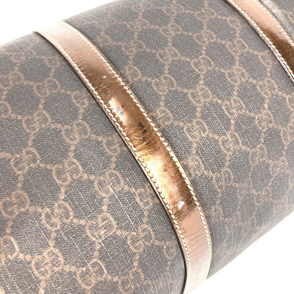 GUCCI 193603 GG Plus Logo Bag Mini Boston Bag Handbag PVC/Leather Unisex Brown