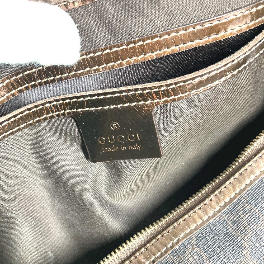 GUCCI 193603 GG Plus Logo Bag Mini Boston Bag Handbag PVC/Leather Unisex Brown