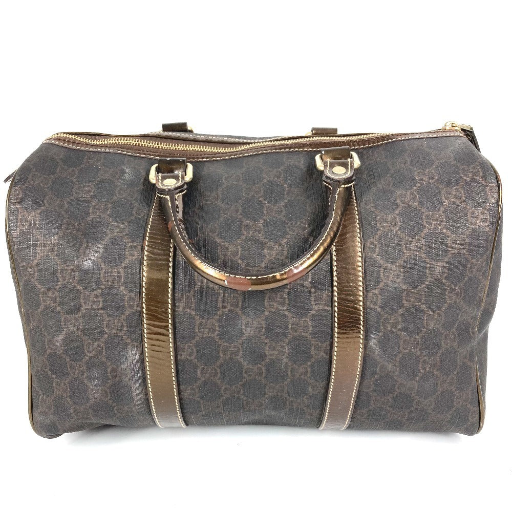 GUCCI 193603 GG Plus Logo Bag Mini Boston Bag Handbag PVC/Leather Unisex Brown