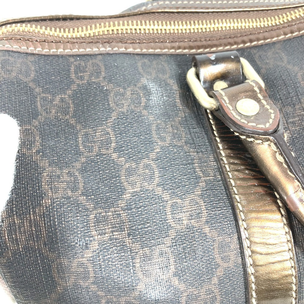 GUCCI 193603 GG Plus Logo Bag Mini Boston Bag Handbag PVC/Leather Unisex Brown