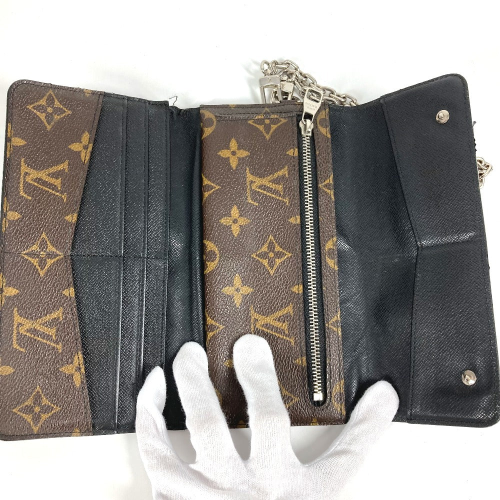 LOUIS VUITTON M60168 モノグラムマカサー ポルトフォイユ ロン ロングウォレット 3つ折り チェーン付き 長財布 モノグラムマカサーキャンバス ユニセックス ブラウン
