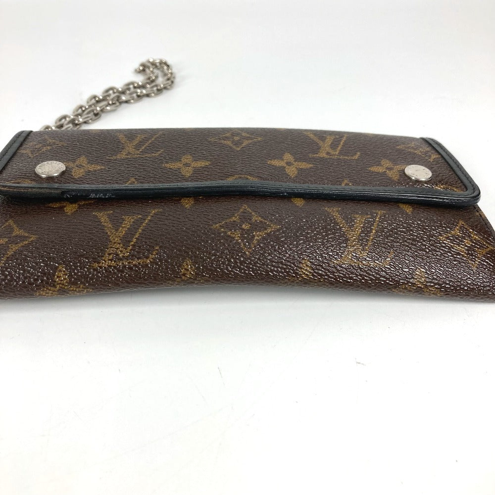 LOUIS VUITTON M60168 モノグラムマカサー ポルトフォイユ ロン ロングウォレット 3つ折り チェーン付き 長財布 モノグラムマカサーキャンバス ユニセックス ブラウン