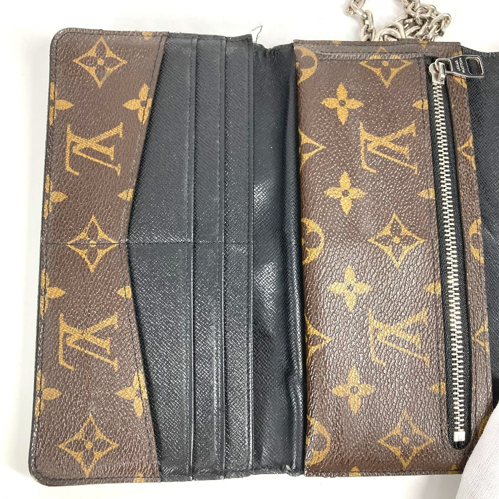 LOUIS VUITTON M60168 モノグラムマカサー ポルトフォイユ ロン ロングウォレット 3つ折り チェーン付き 長財布 モノグラムマカサーキャンバス ユニセックス ブラウン