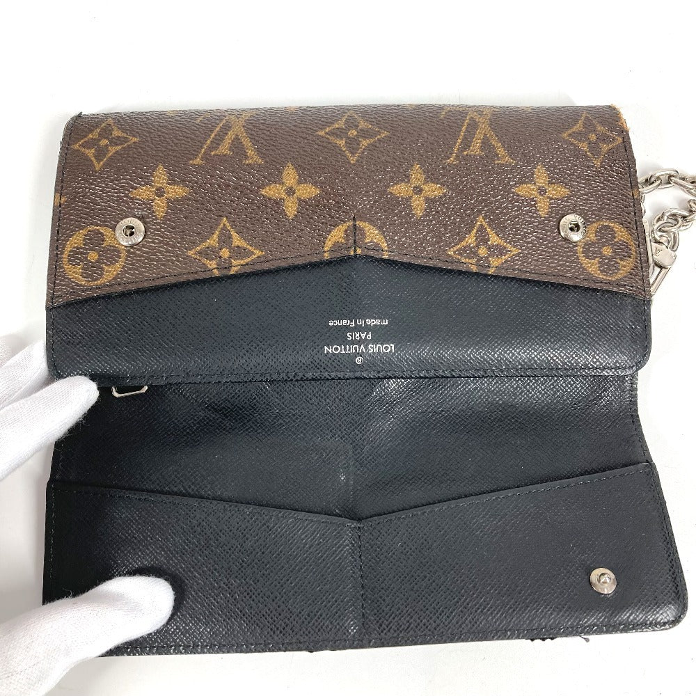 LOUIS VUITTON M60168 モノグラムマカサー ポルトフォイユ ロン ロングウォレット 3つ折り チェーン付き 長財布 モノグラムマカサーキャンバス ユニセックス ブラウン
