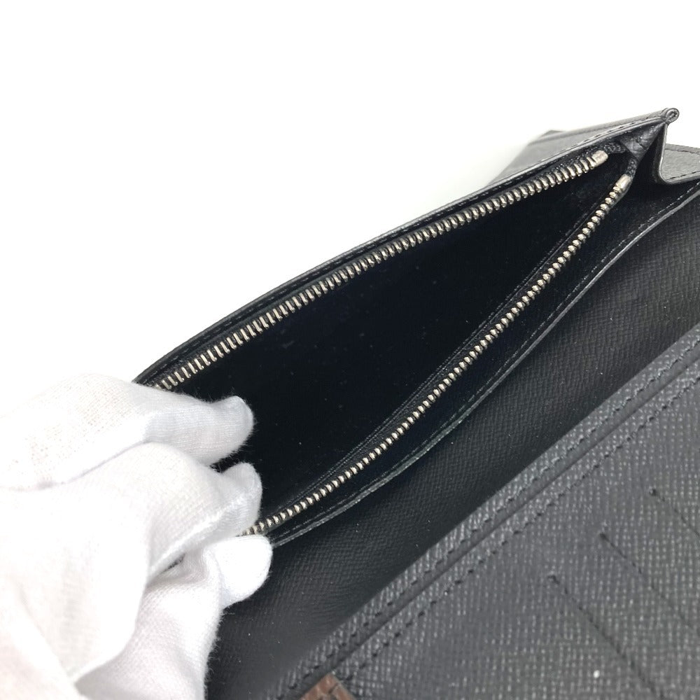 LOUIS VUITTON M93800 Monogram Macassar Portefeuille Tanon Long Wallet Bifold Long Wallet Monogram Macassar Canvas Unisex Black