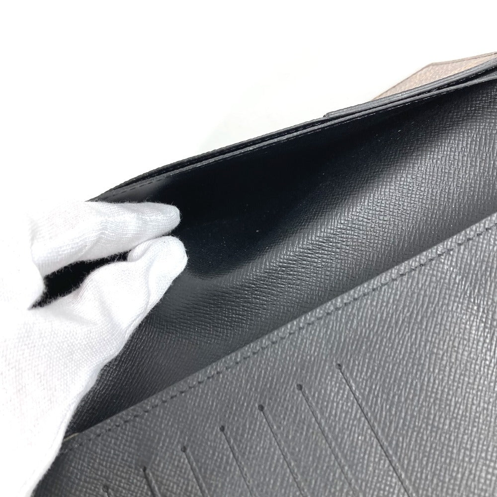 LOUIS VUITTON M93800 Monogram Macassar Portefeuille Tanon Long Wallet Bifold Long Wallet Monogram Macassar Canvas Unisex Black
