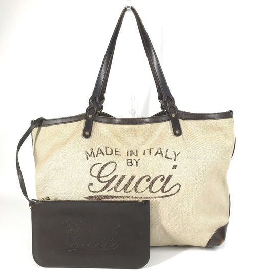 GUCCI 247207 With Pouch Logo Bag Tote Bag Shoulder Boston Bag Shoulder Bag Leather/Canvas Unisex Beige