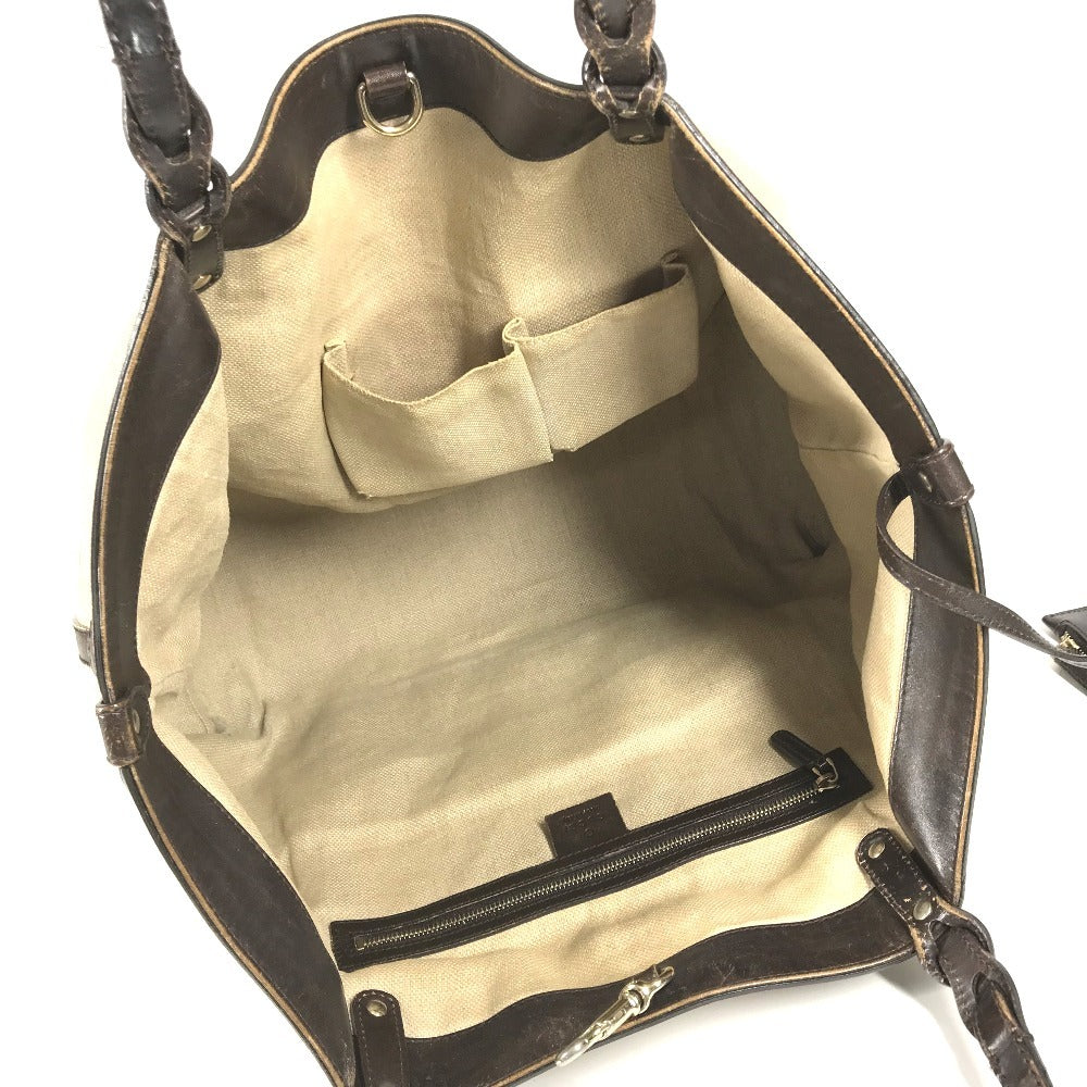 GUCCI 247207 With Pouch Logo Bag Tote Bag Shoulder Boston Bag Shoulder Bag Leather/Canvas Unisex Beige