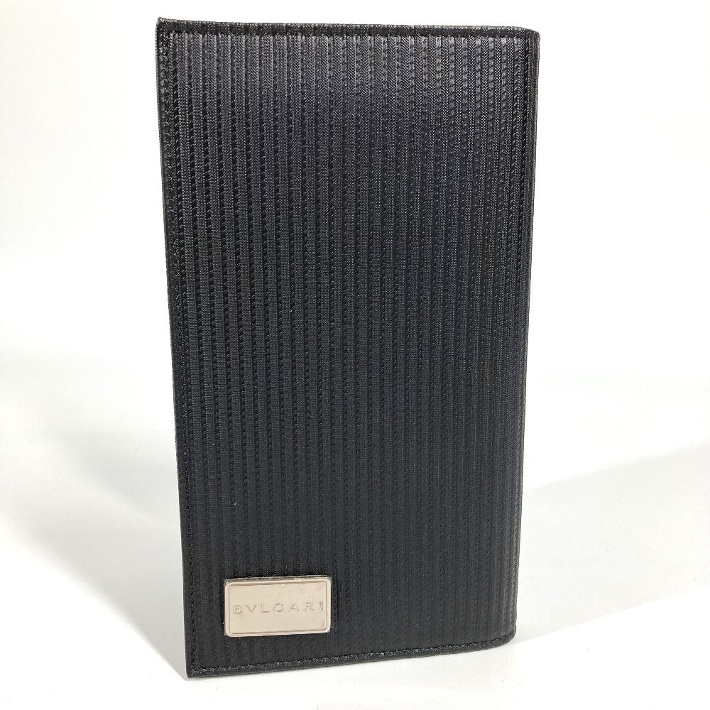 BVLGARI Logo Millerige Long Wallet Bifold Long Wallet PVC/Leather Unisex Black
