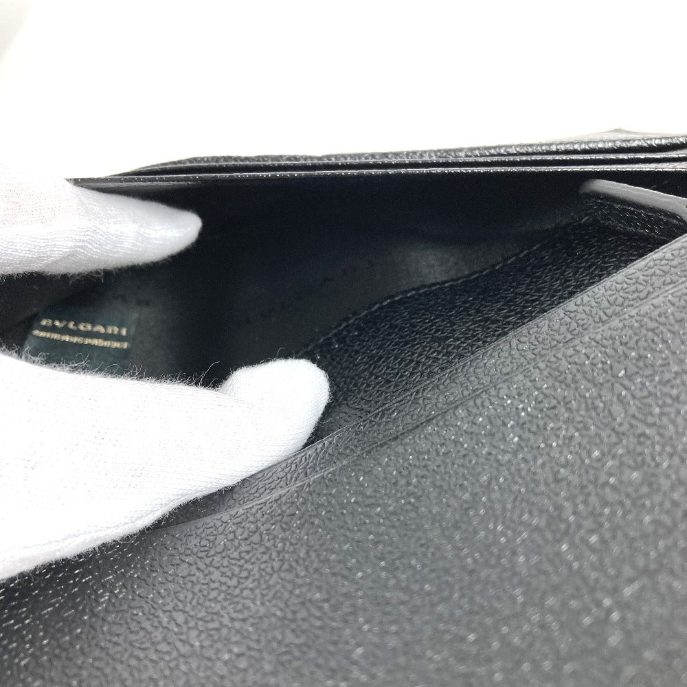 BVLGARI Logo Millerige Long Wallet Bifold Long Wallet PVC/Leather Unisex Black
