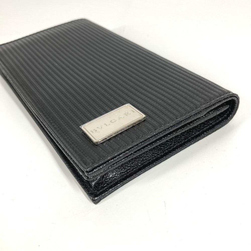 BVLGARI Logo Millerige Long Wallet Bifold Long Wallet PVC/Leather Unisex Black