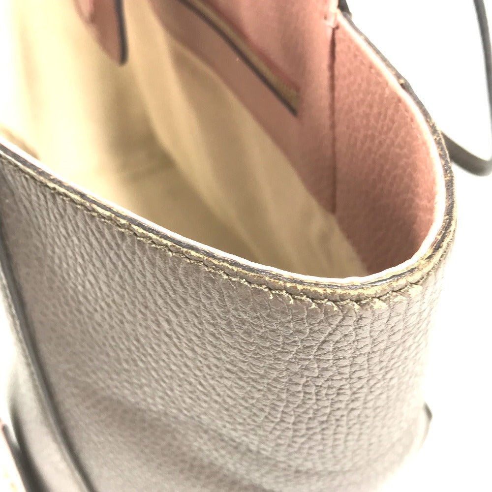 GUCCI 354408 Bicolor Logo Swing Bag Tote Bag Shoulder Bag Leather Unisex Gray