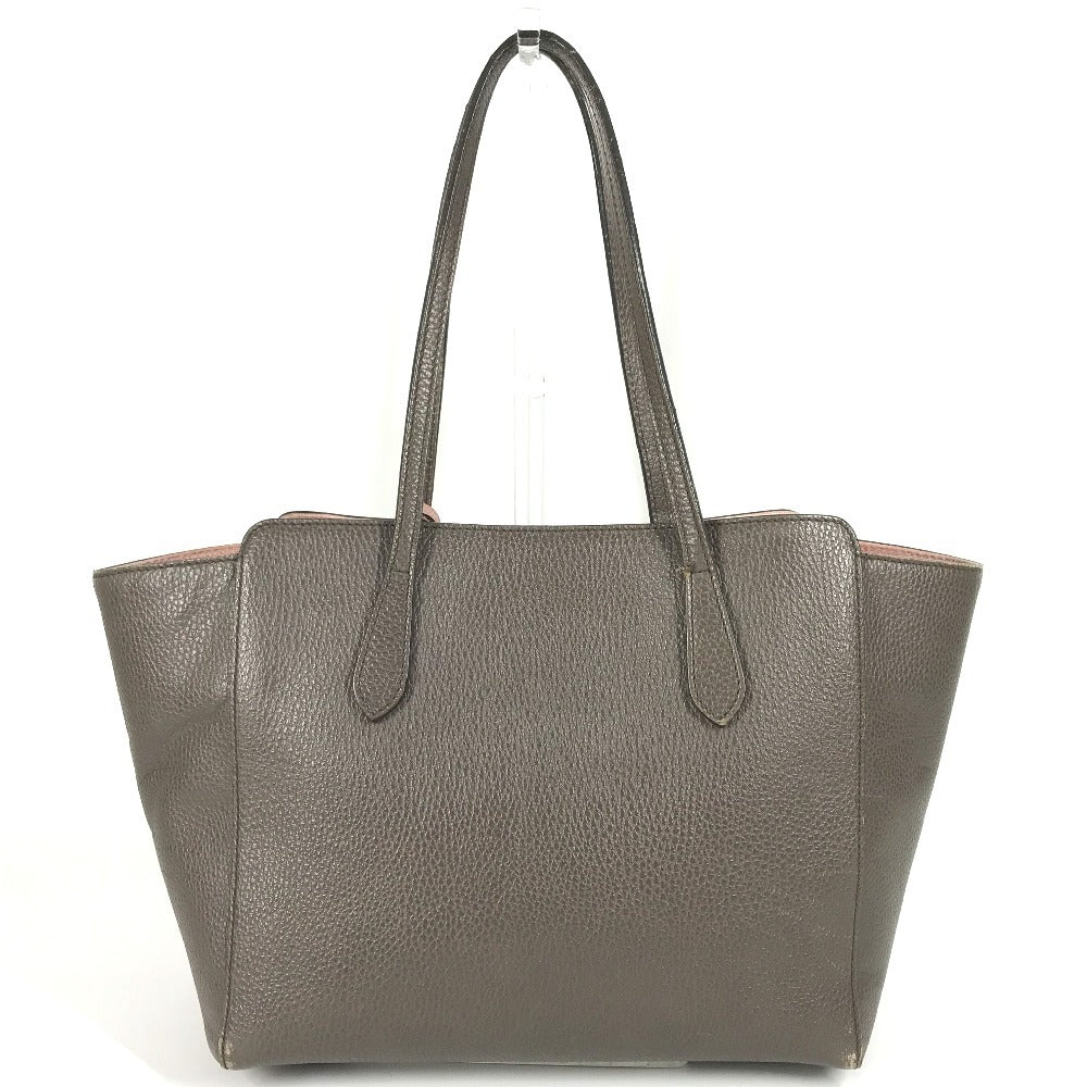 GUCCI 354408 Bicolor Logo Swing Bag Tote Bag Shoulder Bag Leather Unisex Gray