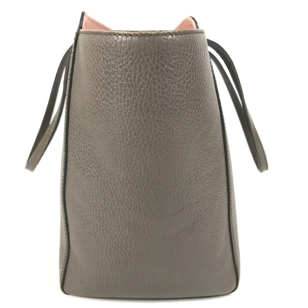 GUCCI 354408 Bicolor Logo Swing Bag Tote Bag Shoulder Bag Leather Unisex Gray