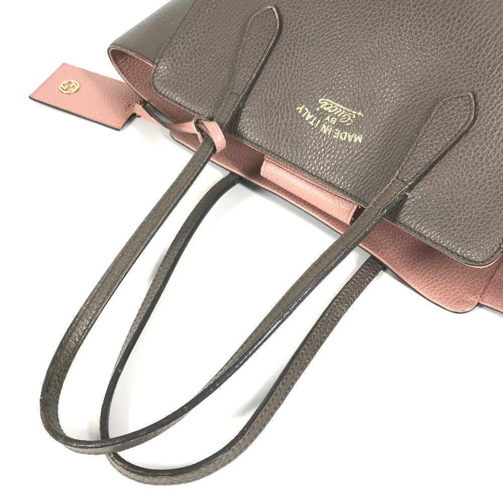 GUCCI 354408 Bicolor Logo Swing Bag Tote Bag Shoulder Bag Leather Unisex Gray