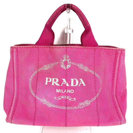 PRADA Logo Canapa Bag Tote Bag Handbag Canvas Ladies Pink