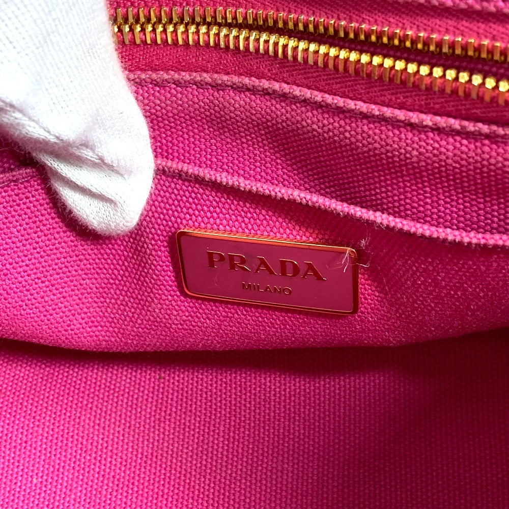 Prada Logo Canapa Bag Tote Bag Handbag Canvas Ladies Pink