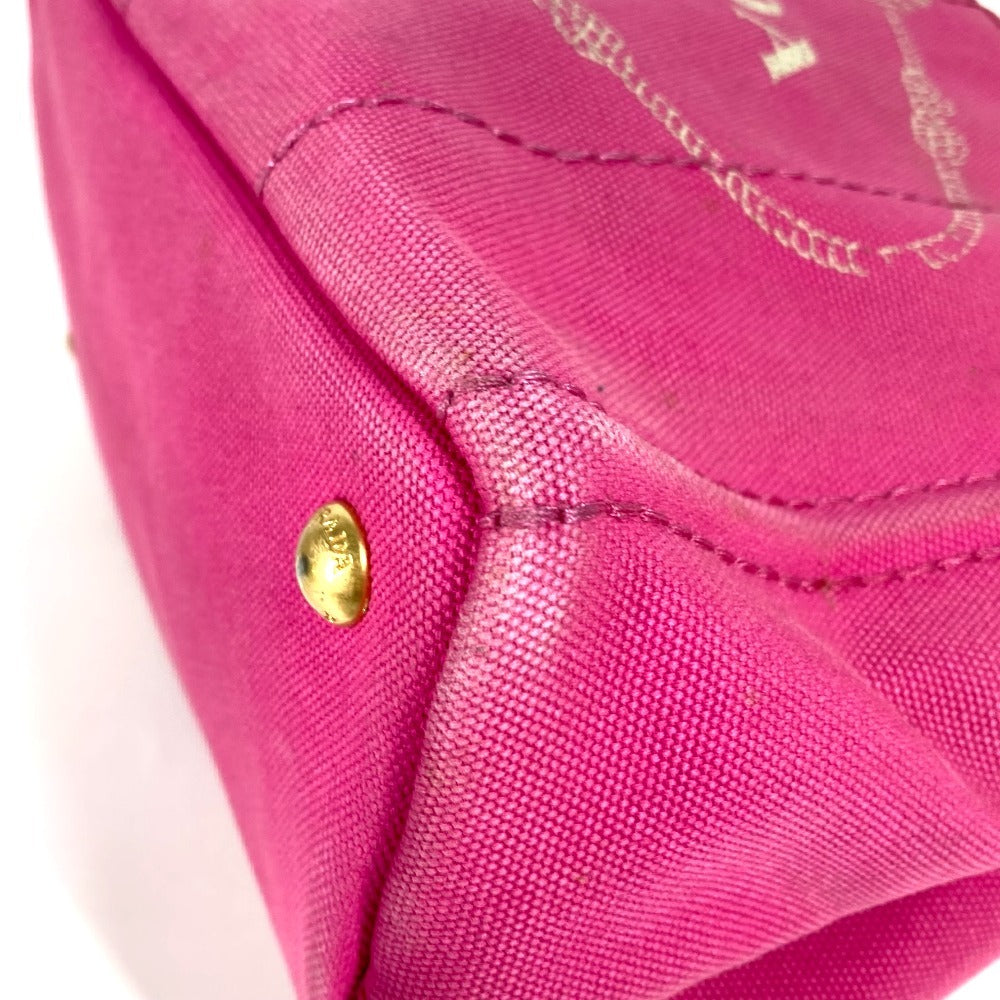 Prada Logo Canapa Bag Tote Bag Handbag Canvas Ladies Pink