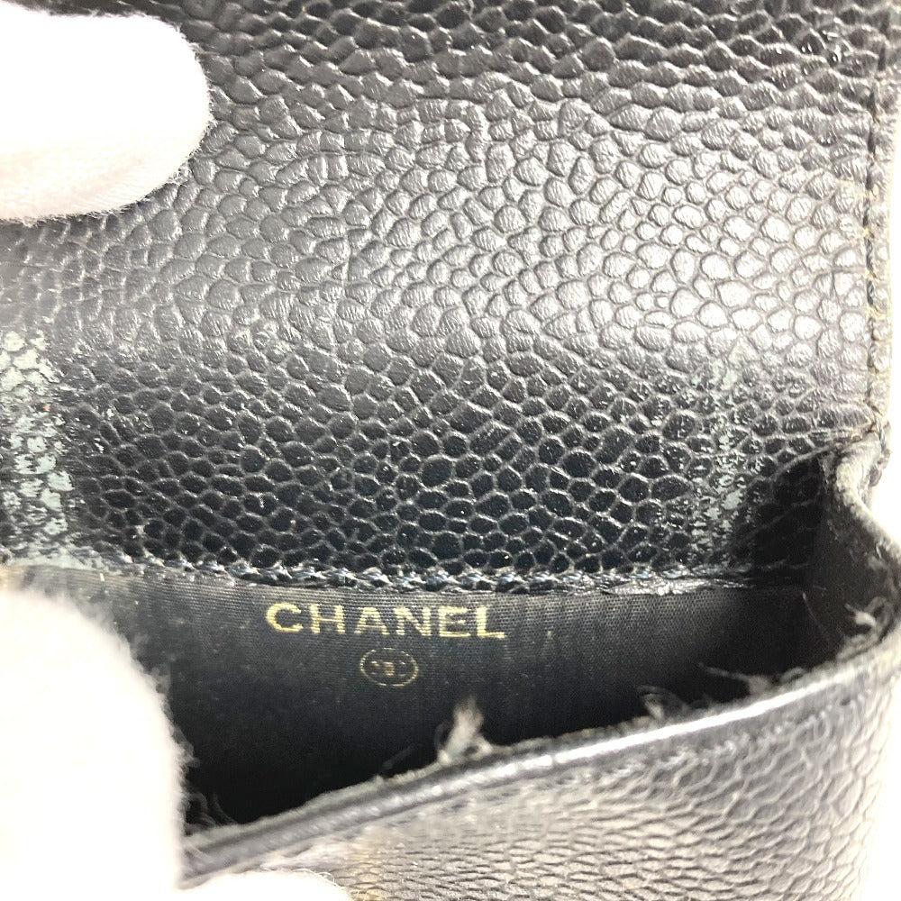 Chanel A13511 CC Coco Mark Logo Rokok Kes Kantung Aksesori Kes Rokok Kes Caviar Kulit Uniseks Hitam