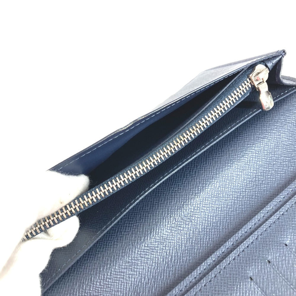 LOUIS VUITTON M30662 Taiga Portefeuille Brazza Long Wallet, Bifold, Taiga Leather, Unisex, Ocean Blue