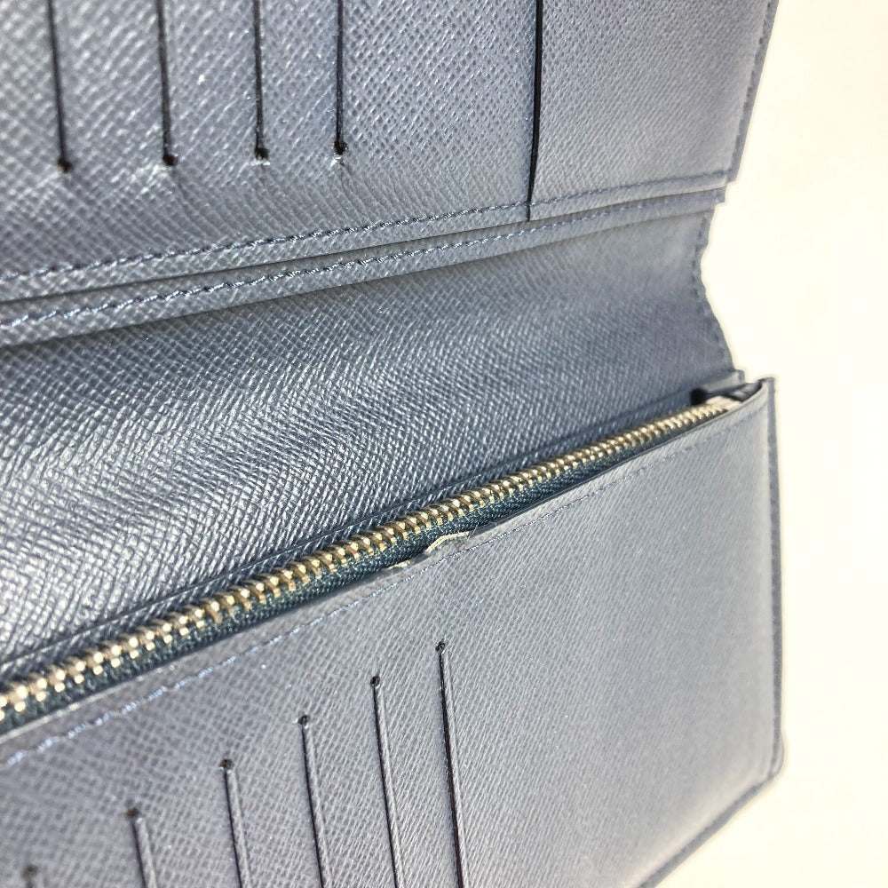 LOUIS VUITTON M30662 Taiga Portefeuille Brazza Long Wallet, Bifold, Taiga Leather, Unisex, Ocean Blue
