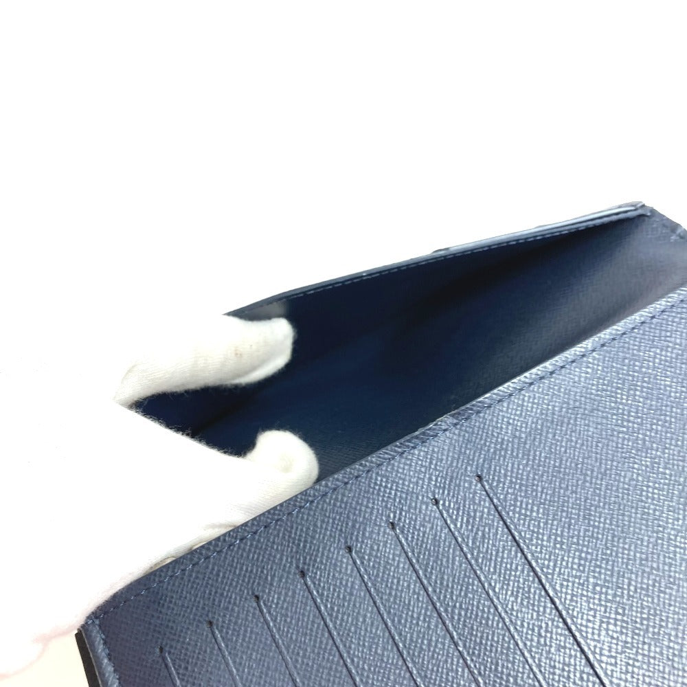 LOUIS VUITTON M30662 Taiga Portefeuille Brazza Long Wallet, Bifold, Taiga Leather, Unisex, Ocean Blue