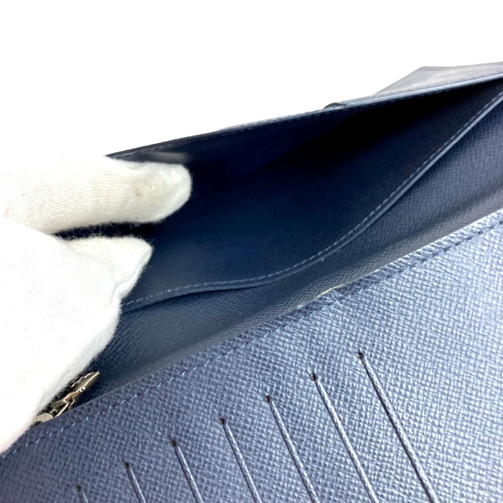 LOUIS VUITTON M30662 Taiga Portefeuille Brazza Long Wallet, Bifold, Taiga Leather, Unisex, Ocean Blue