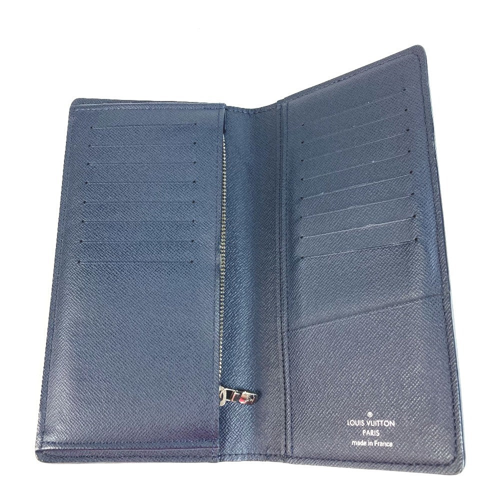 LOUIS VUITTON M30662 Taiga Portefeuille Brazza Long Wallet, Bifold, Taiga Leather, Unisex, Ocean Blue