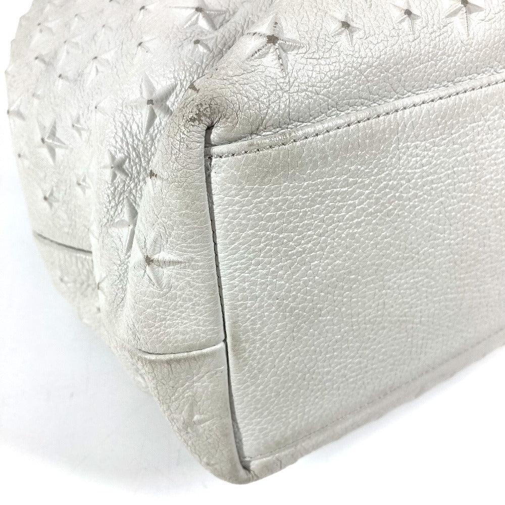 JIMMY CHOO スタースタッズ ロゴ カバン トートバッグ 肩掛け ショルダーバッグ レザー ユニセックス ホワイト