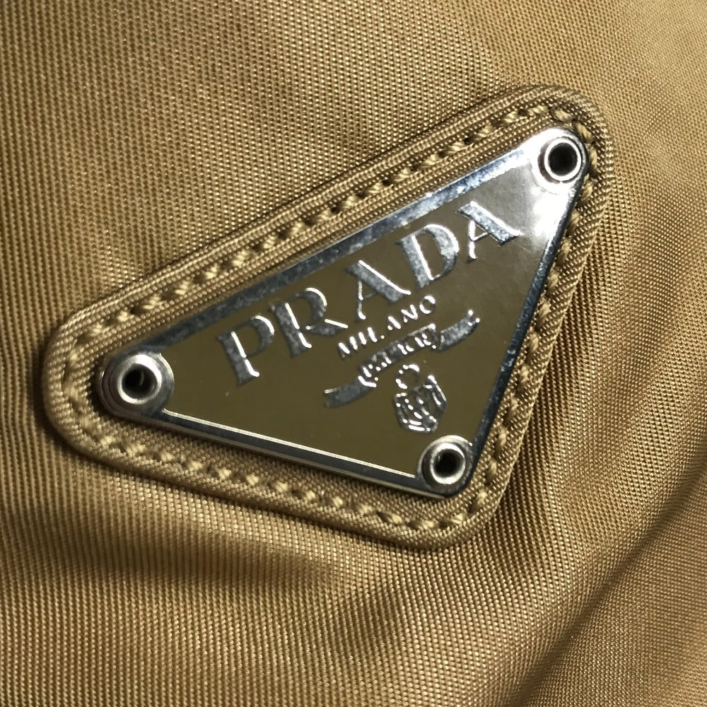 PRADA B9223 Triangle Logo Plaque Tote Bag, Vertical Tote Bag, Shoulder Bag, Nylon, Unisex, Beige