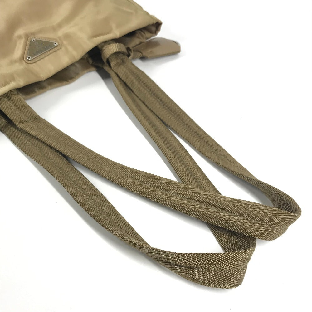 PRADA B9223 Triangle Logo Plaque Tote Bag, Vertical Tote Bag, Shoulder Bag, Nylon, Unisex, Beige