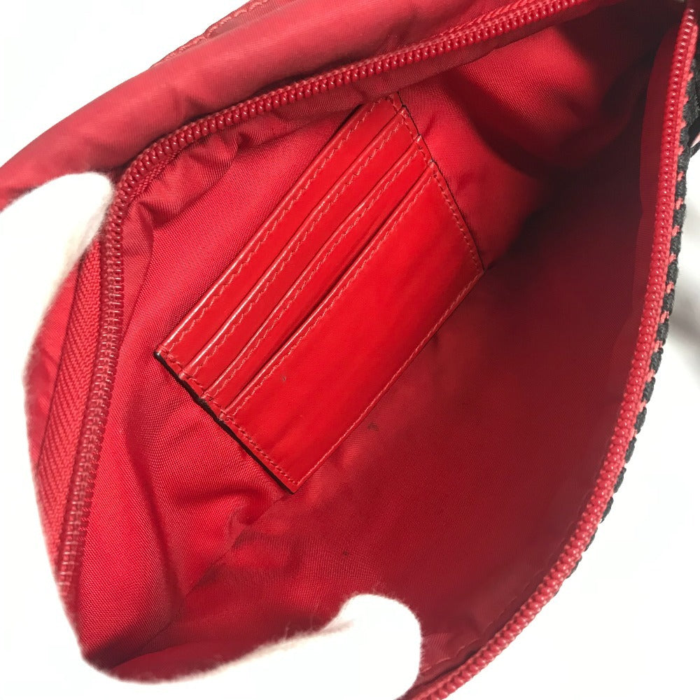 Christian Louboutin mesh spike stud belt bag, crossbody bag, shoulder bag, nylon, unisex, red