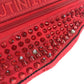 Christian Louboutin mesh spike stud belt bag, crossbody bag, shoulder bag, nylon, unisex, red