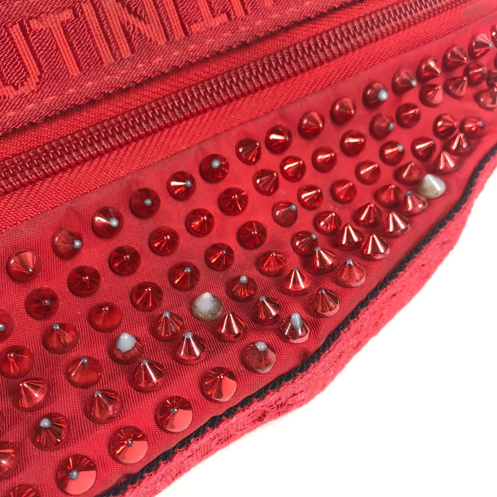 Christian Louboutin mesh spike stud belt bag, crossbody bag, shoulder bag, nylon, unisex, red
