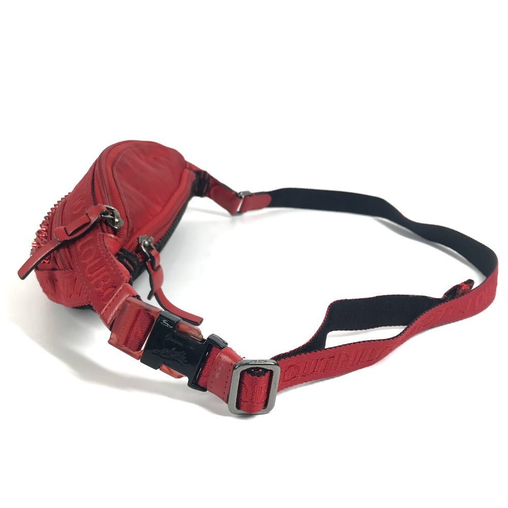 Christian Louboutin mesh spike stud belt bag, crossbody bag, shoulder bag, nylon, unisex, red
