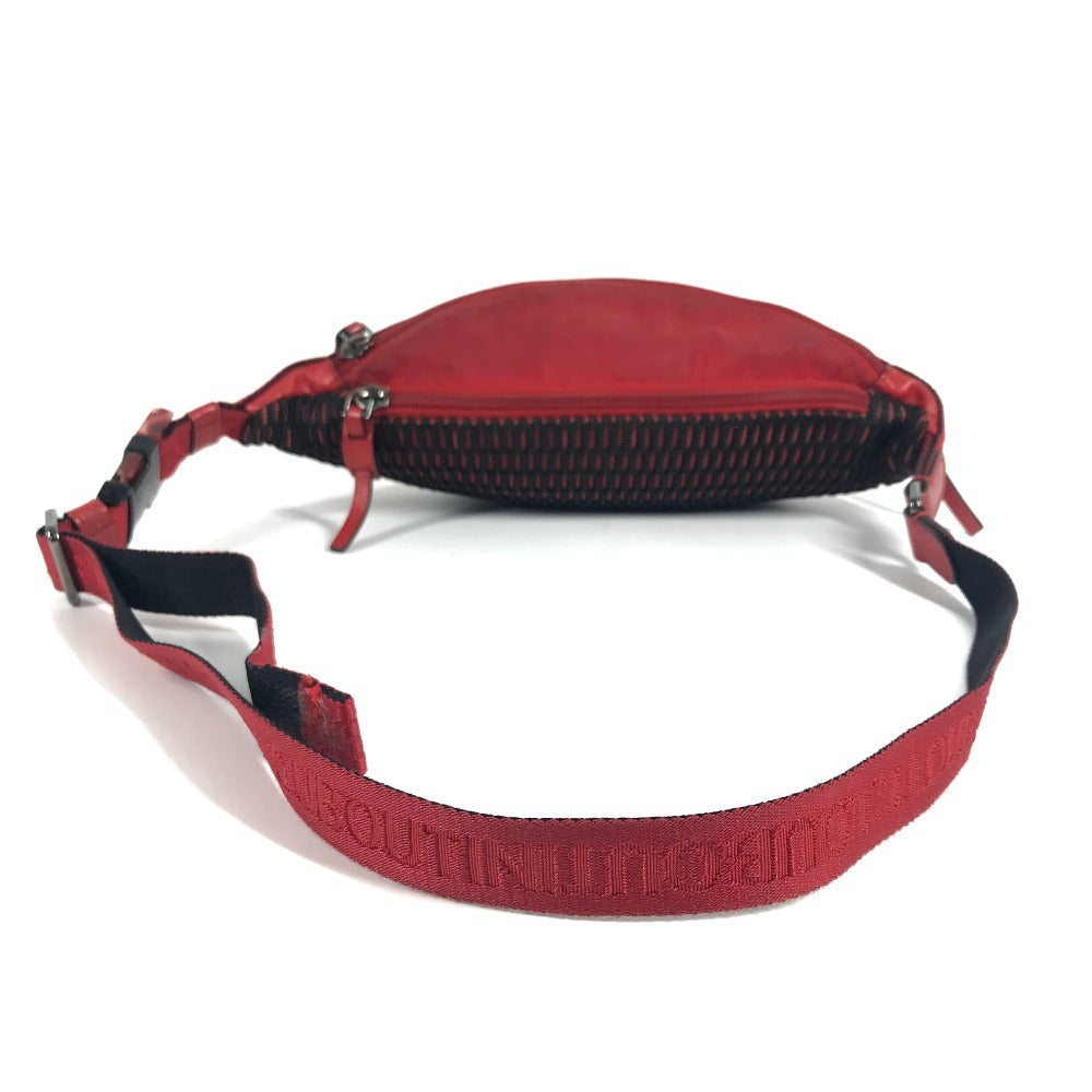 Christian Louboutin mesh spike stud belt bag, crossbody bag, shoulder bag, nylon, unisex, red