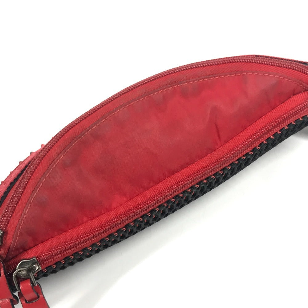 Christian Louboutin mesh spike stud belt bag, crossbody bag, shoulder bag, nylon, unisex, red
