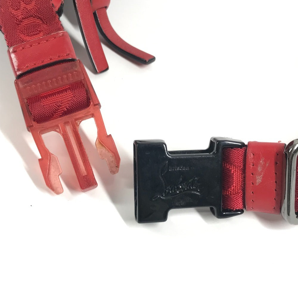 Christian Louboutin mesh spike stud belt bag, crossbody bag, shoulder bag, nylon, unisex, red