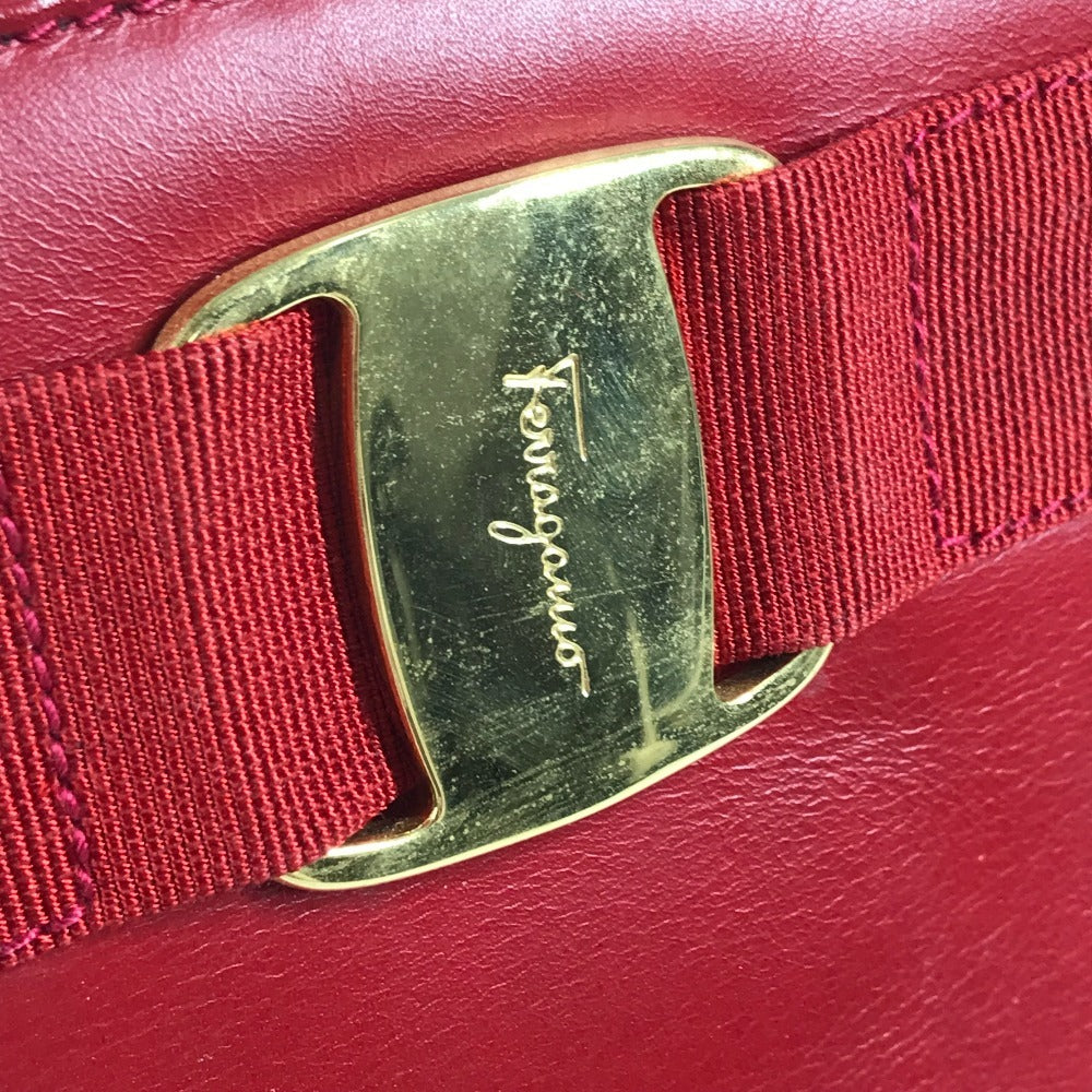 Salvatore Ferragamo ヴァラ ロゴ リボン りぼん トートバッグ 肩掛 カバン ショルダーバッグ レザー ユニセックス レッド